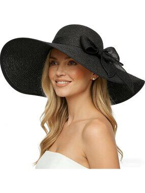 Wide Brim Straw Beach Hat for Women - Floppy, Foldable, UPF 50+ Summer Cap